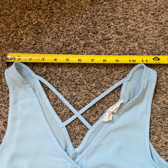 Hippie Rose Blue Criss Cross Back Button Front Sheer Tank Sz S - READ - Picture 3 of 9